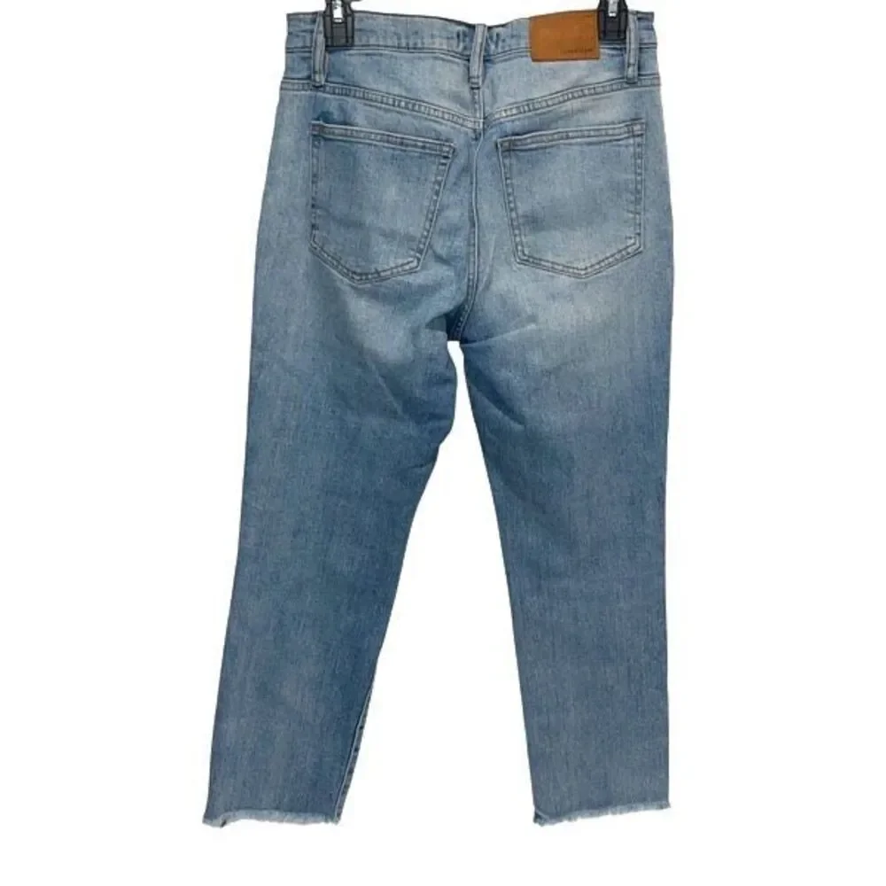 J. Crew Womens Frayed Hem‎ Mid Rise Slim Broken-In Boyfriend Jeans Blue Size 26